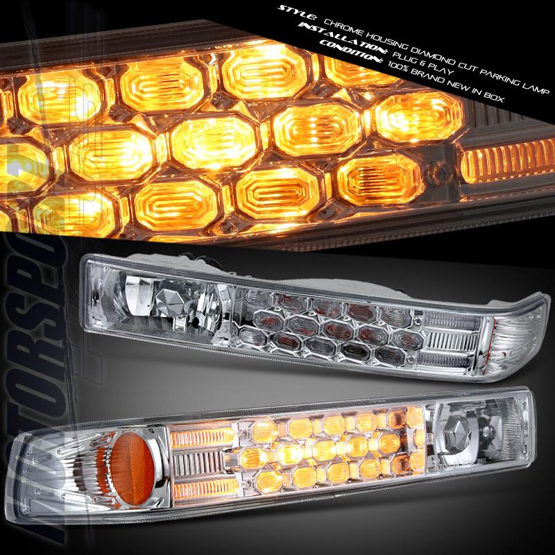 98-04 chevy s10 base pickup 2dr bumper parking lights lamps chrome sets 99 00 01