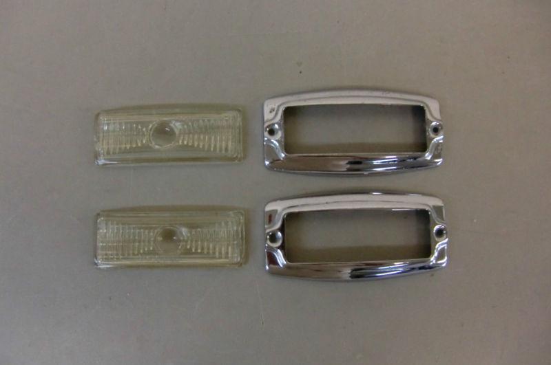 1946 1947 1948 kaiser parking light glass lens and bezels trim molding pair