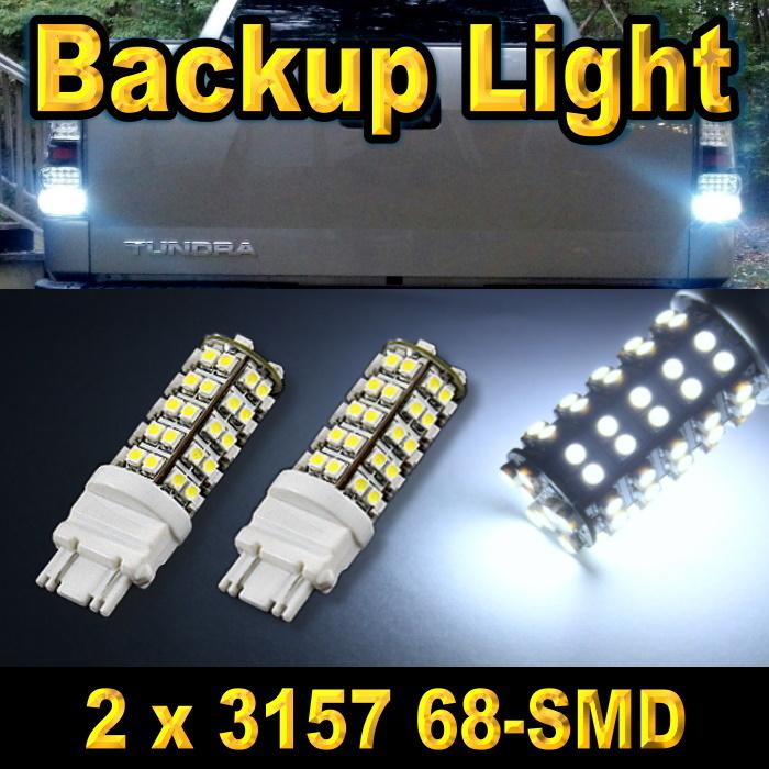 2x 3157 68-smd led back up reverse light bulbs 3055 3057 3156 super bright white