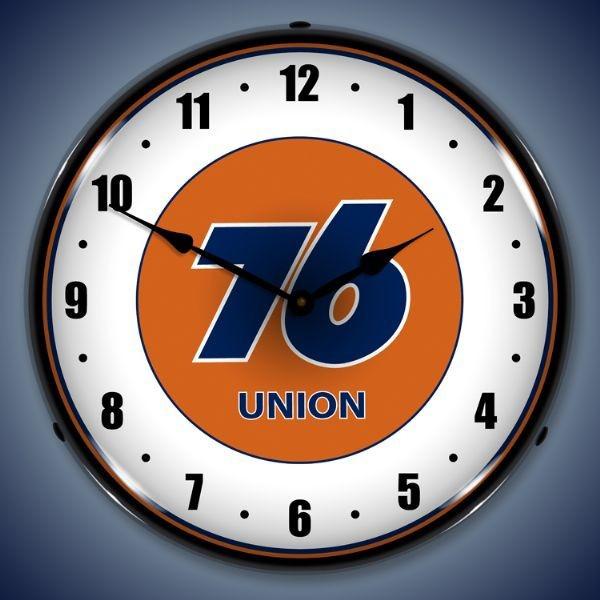 Retro nostalgic lighted clock 14" 18a vintagecar hot rod union 76 gasoline