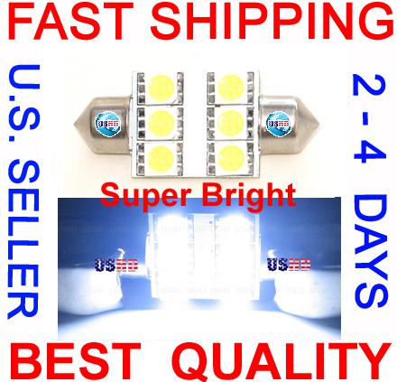 36mm super white 6 led smd dome map door interior light bulb 1036 3423 3425 6461