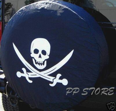 Spare tire cover 265/75r16 with pirate skull h3 black  ds9206813p