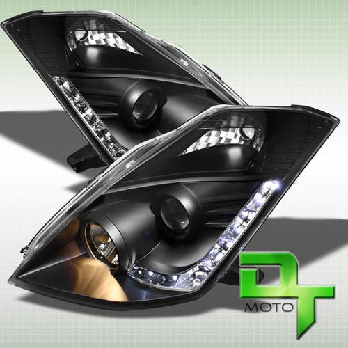 Black 06-09 nissan 350z projector headlights +drl led running lights hid version