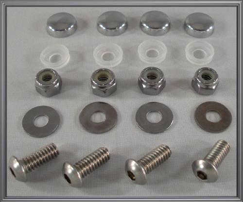 4 chrome "anti-theft" license plate fastener kit for motorcycle chopper cruiser 