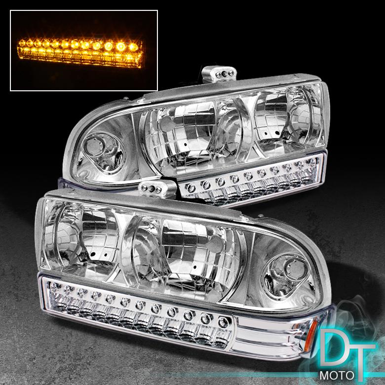 98-04 chevy s10 blazer crystal headlights +full led bumper signal lights lamps