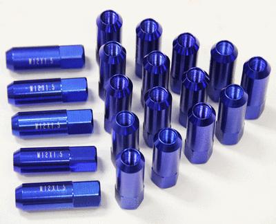 Blue 20pc aluminum racing 12x1.5mm wheel extended lug nuts civic integra eg ek