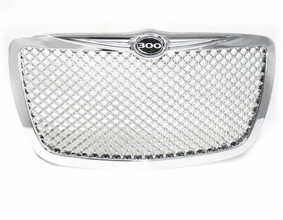 Chrysler 300 300c 05-10 chrome mesh bentley style front grille+300 badge emblem