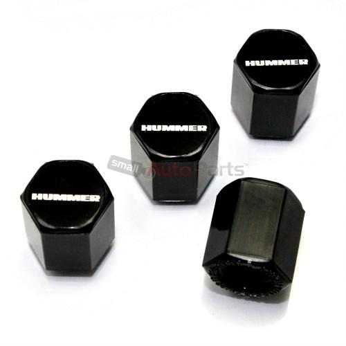 (4) hummer word logo black abs tire/wheel pressure air stem valve caps covers