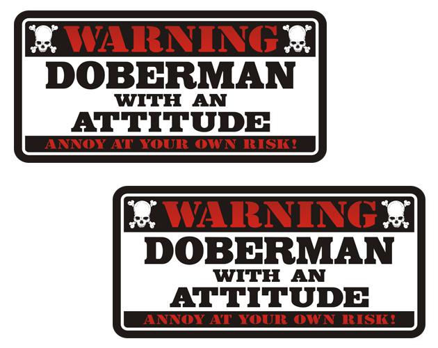 Doberman pinscher warning guard dog decal set 3"x1.5" vinyl sticker zu1