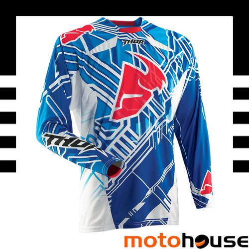 Thor mens core fusion jersey mx offroad dirt motocross blue white red 