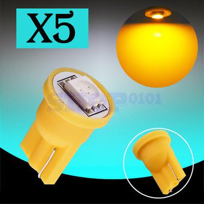 5pcs t10 1 smd 5050 yellow amber license plate 194 w5w led car light bulb lamp