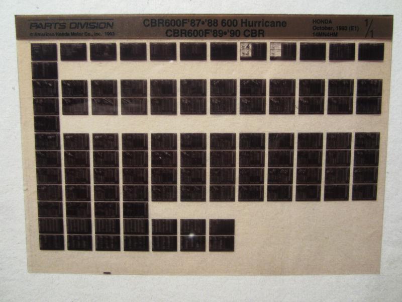 1987-1990 honda motorcycle cbr600f 600 hurricane csr microfiche parts catalog 
