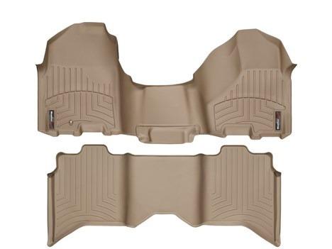 Weathertech custom fit tan floor liner set 2014 silverado sierra 1500 crew cab