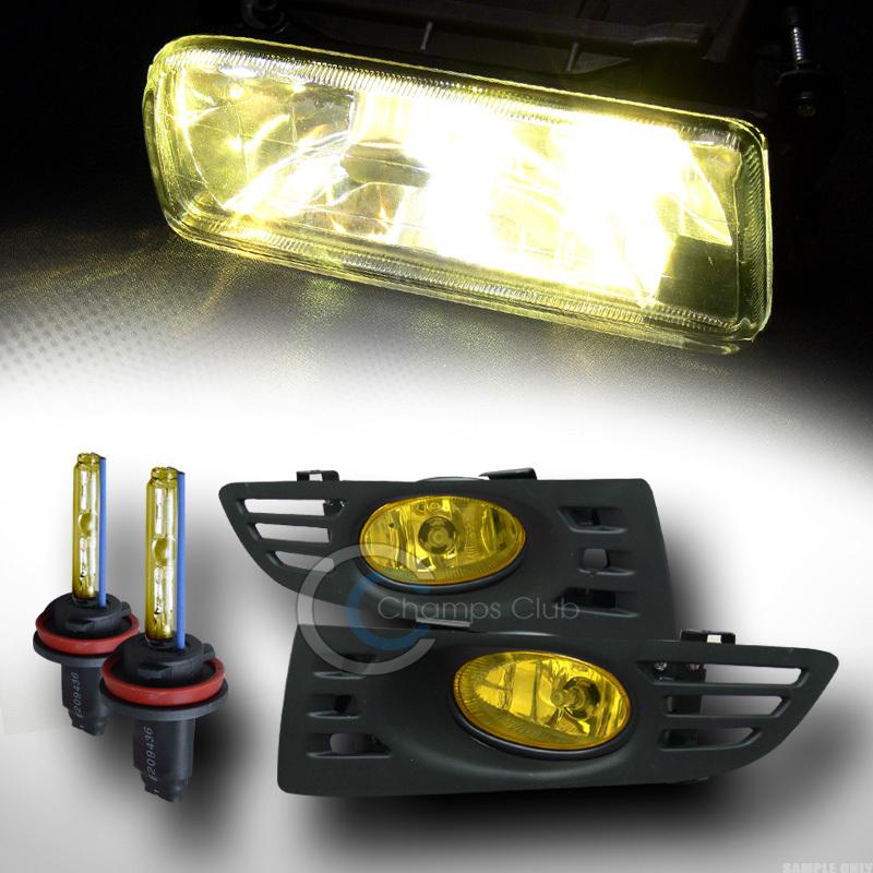 3000k hid xenon w/yellow front bumper fog light+switch 03-05 honda accord 2d/2dr