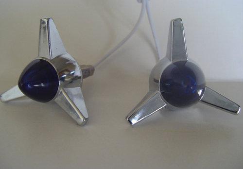 2 chrome "blue" rocket motorcycle license plate frame bolts - lic tag screws