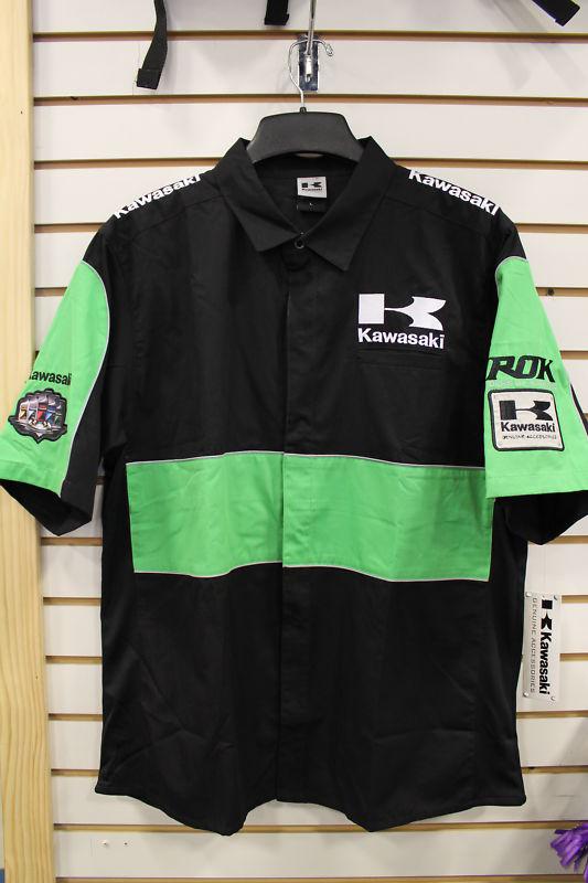 Mens kawasaki race shirt extra large button up mesh lined mens