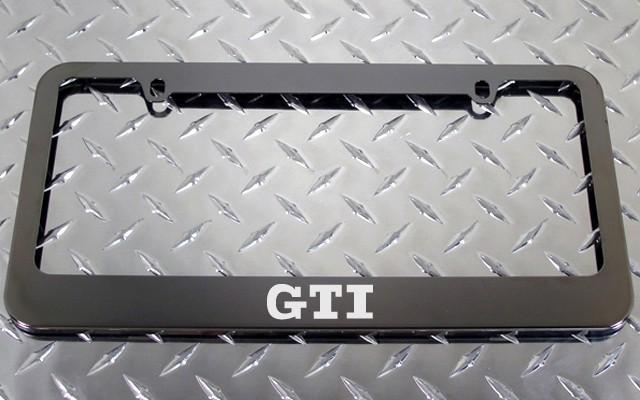 1 volkswagen new gti gunmetal license plate frame +screw caps