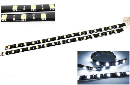 2x white high power 15 smd led strip signal daytime running light drl fog stereo