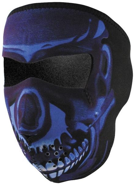 Zan headgear full face mask neoprene blue chrome skull