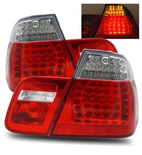 99-01 bmw e46 323/325/328/330 4dr saloon red clear led tail lights brake lamps