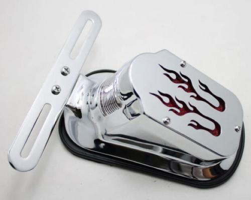 Chrome red flame brake tail light signal for harley davidson chopper cruiser