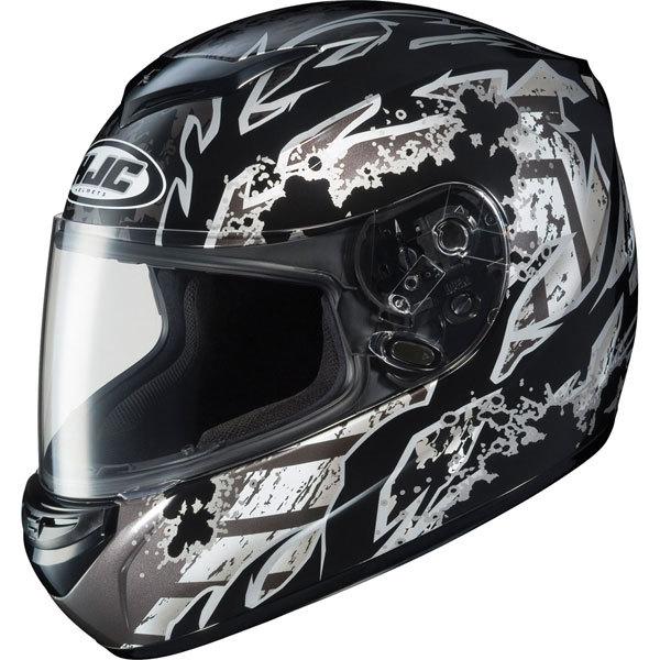 Black/white/grey l hjc cs-r2 skarr full face helmet