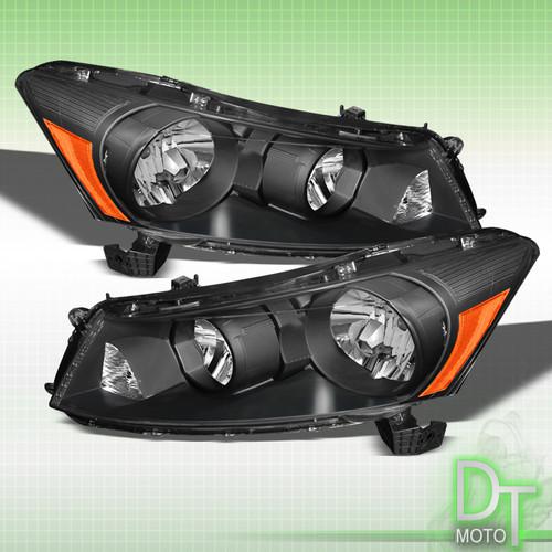 Black 08-12 honda accord 4dr crystal headlights left+right direct replacement