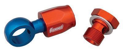 Summit 220695 hose end straight -6 an hose to banjo 9/16"-24 blue/red ea