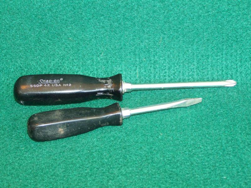 Snap-on 2 vintage screw drivers ~ ssdp 42/no.2 & ssd 2 - used