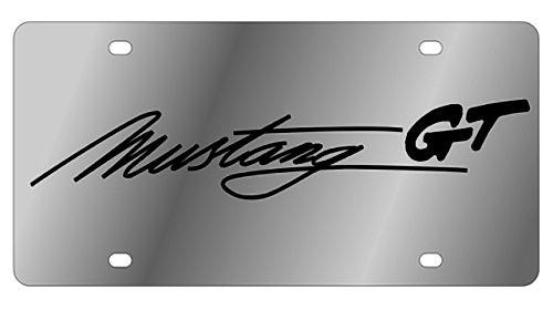 New ford mustang gt black script logo stainless steel license plate