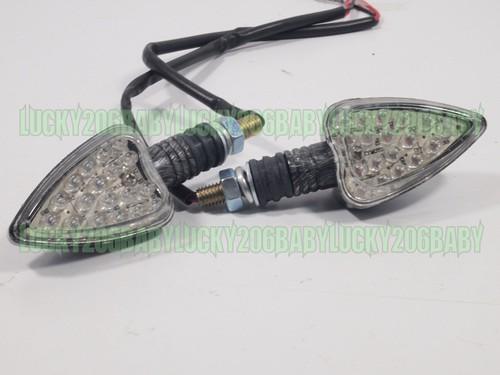 Turn signal indicator led light fits motor 2 wires carbon fiber look ts42 7d