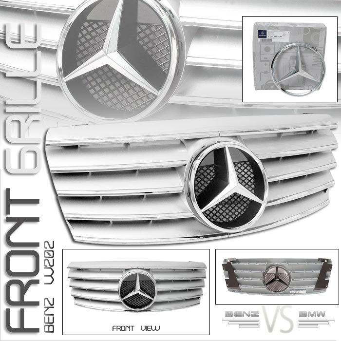 94-00 benz w202 c-class amg chrome grille c220 230 280 + authentic star emblem