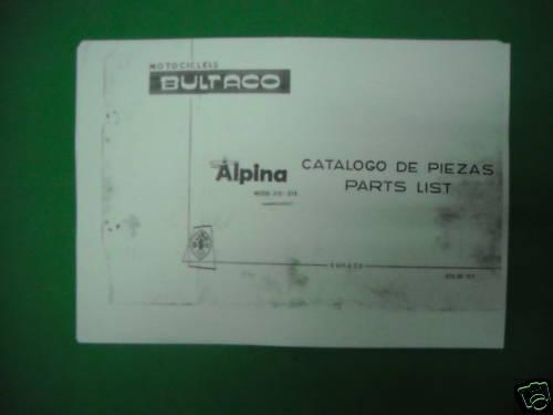 Bultaco alpina212-213, spare-parts list, copy of original