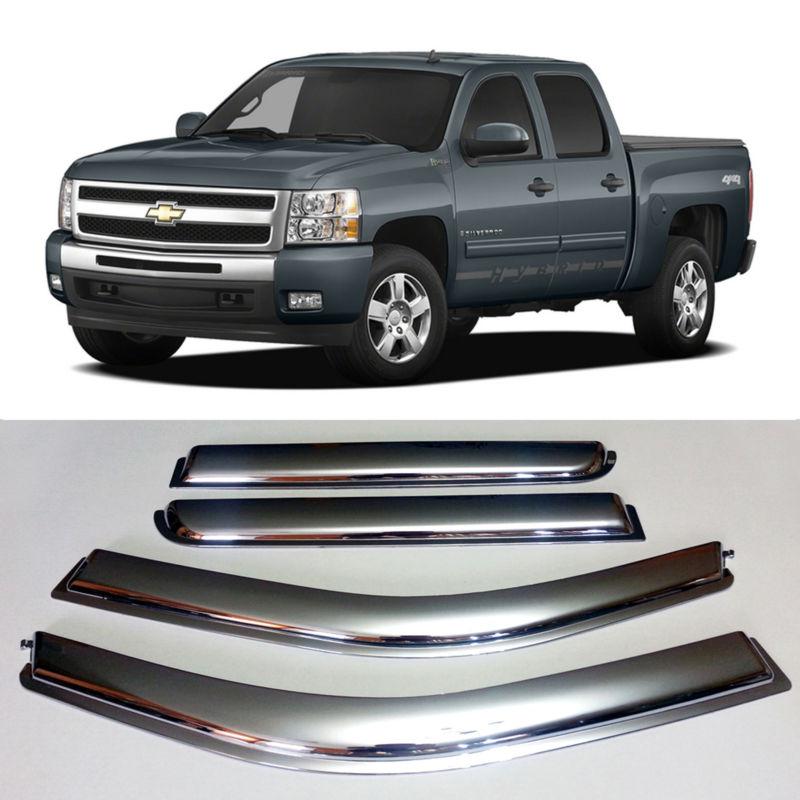 New premium chrome window visor 4 pc/ silverado & gmc sierra crew cab 2007-2013 