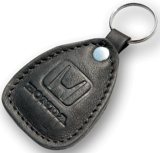 New leather black keychain car logo honda auto emblem keyring