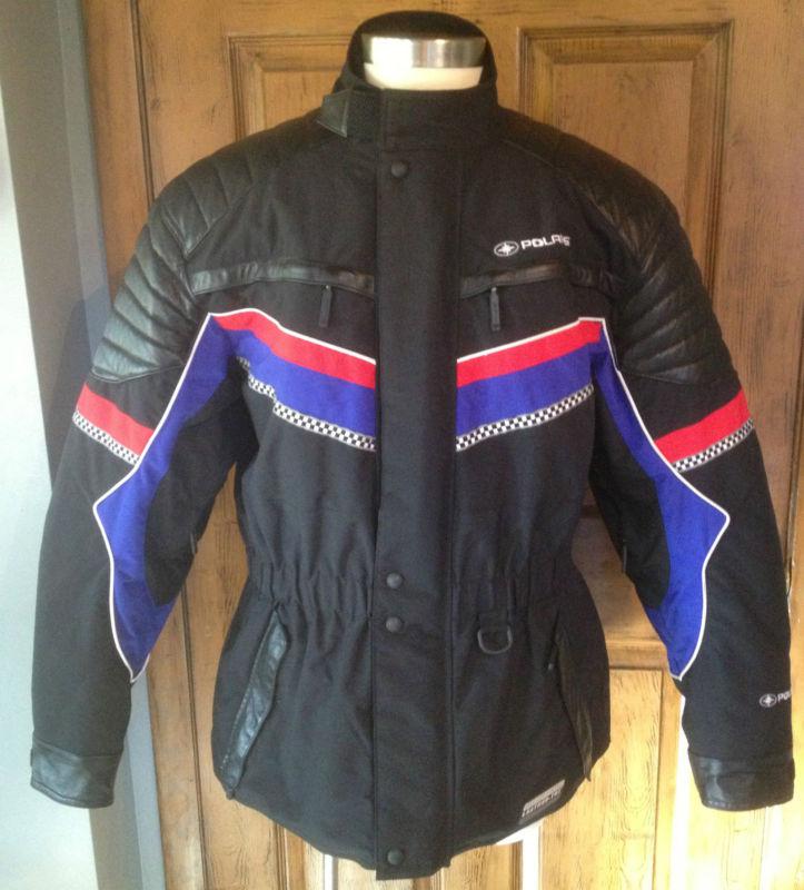Euc mens polaris black leather-tex snowmobile jacket size large