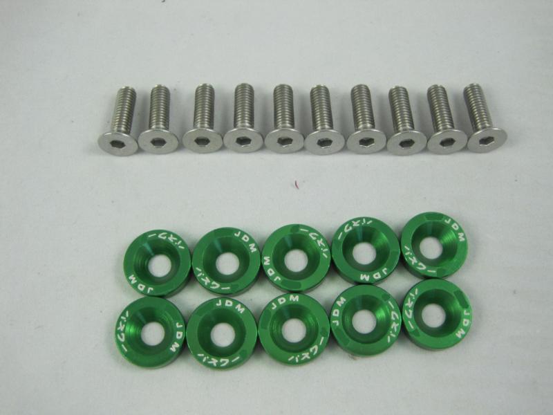 10 pcs green color aluminum fender washers for jdm honda civic integra rsx ek