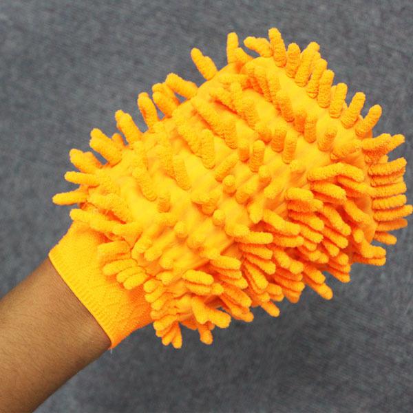 Super soft mitt microfiber 1pcs orange glove for car clearning washing