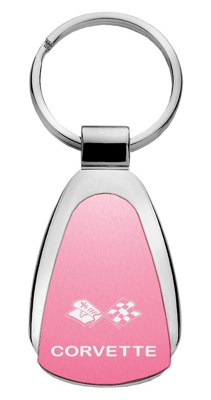 Chevrolet chevy corvette c3 pink tear drop key chain ring tag logo lanyard