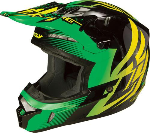 Fly racing kinetic inversion graphic motorcycle helmet green/black small