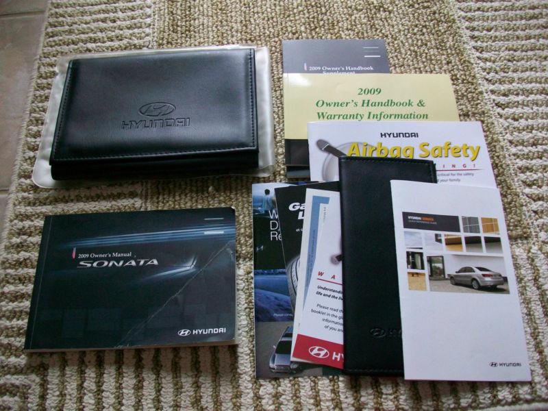 2009 hyundai sonata owners manual with leather holder, quick ref guide- complete