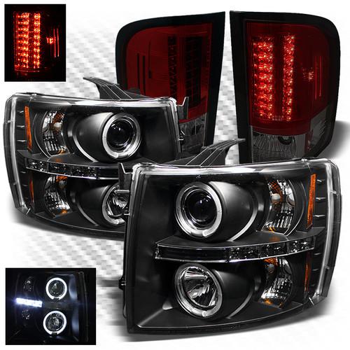 09-10 silverado black projector headlights + r/s philips-led perform tail lights