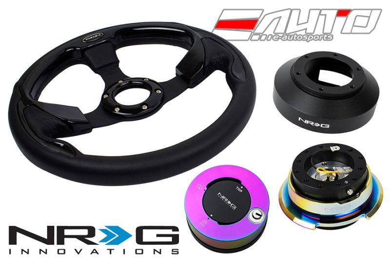 Nrg 320mm pilota leather bk in steering wheel 141h hub 2.8 bkmc release lock mc