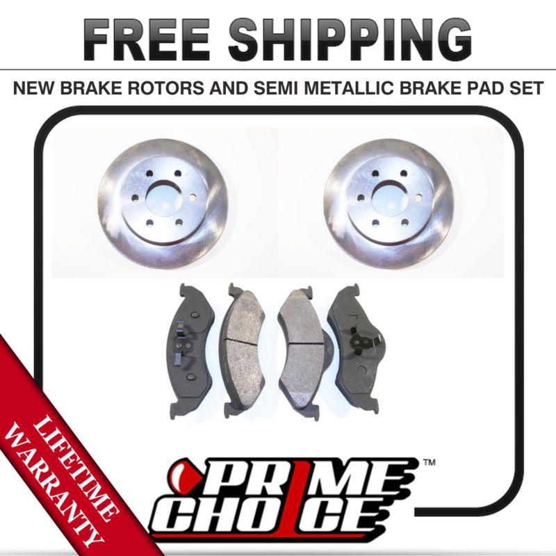 Front kit (2) brake rotors and (1 set) premium brake pads with lifetime warranty