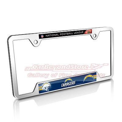 Nfl san diego chargers chrome metal license plate frame + free gift, licensed