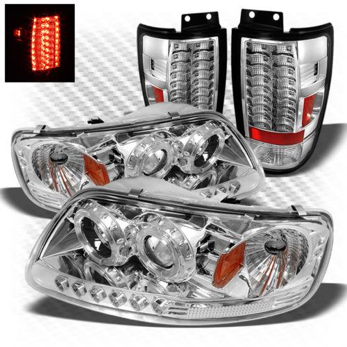 97-02 expedition 1pc projector headlights + philips-led perform tail lights set