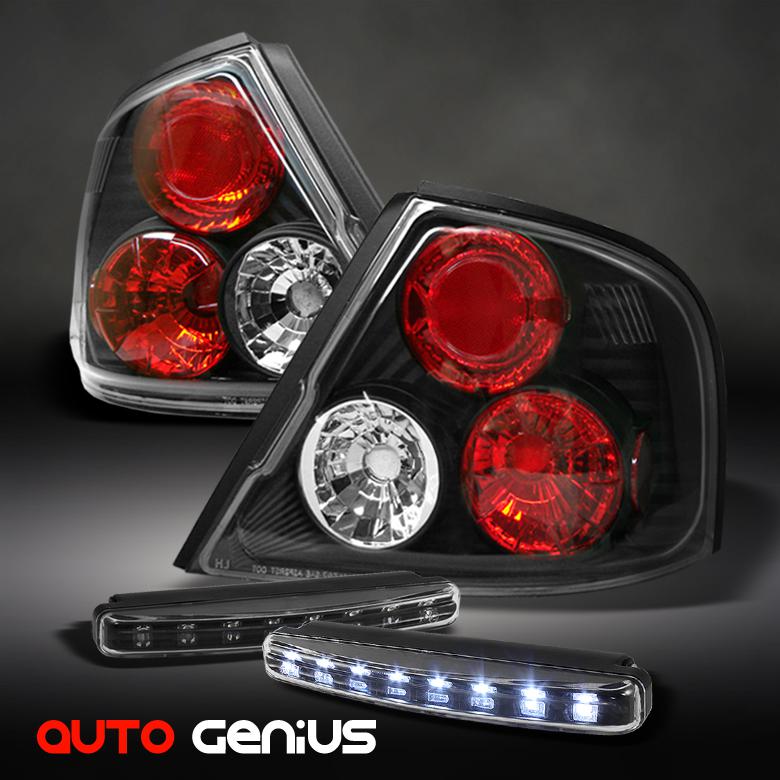 98-01 altima jdm black altezza tail lights + daytime led running lights drl