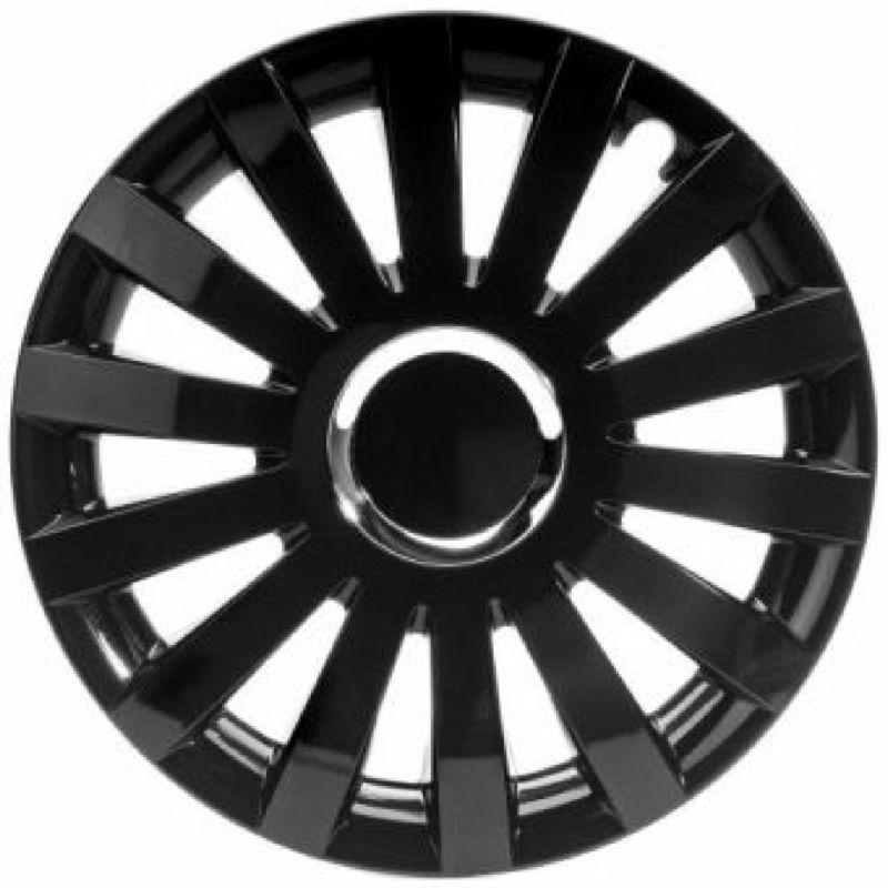 Set of 4 new european plastic wheel covers for 15" steel wheels - black 49235