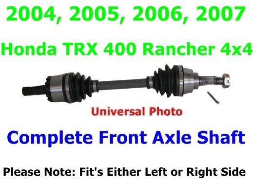 2004-2007 honda trx 400 rancher 4x4 atv left or right complete front axle 