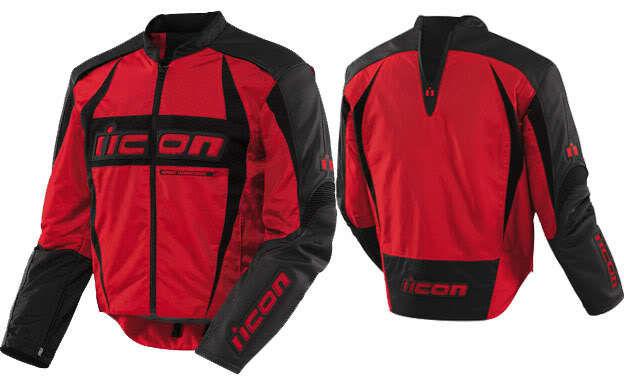 Icon arc red textile leather jacket large lrg lg l 2013 motorcycle